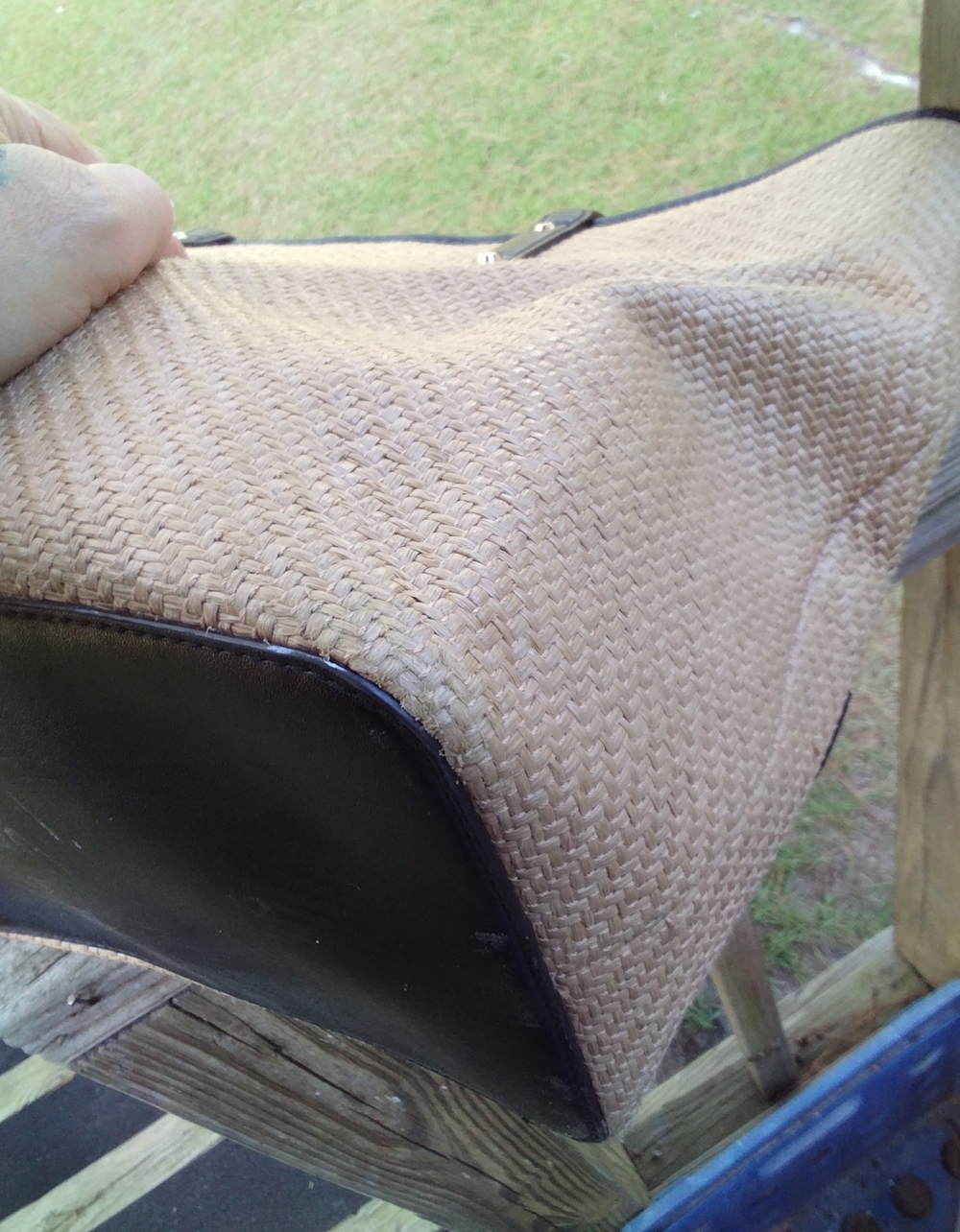 Michael Kors Beige and Black MK Logo Weaved Tote $298 - Picture 3 of 7